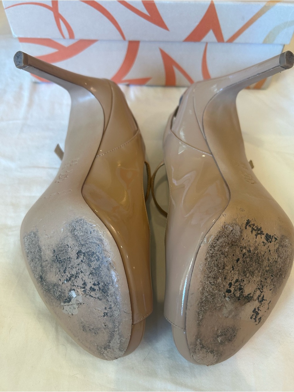 Via Spiga Nude Patent Mary Jane Peep-Toe Pumps size 9.5 - Picture 7 of 7